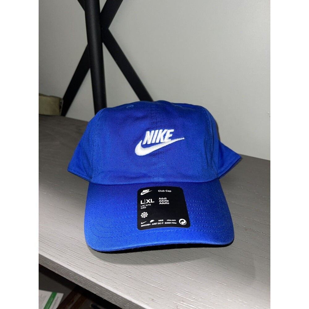 Nike Futura Club Cap Adjustable Strapback Blue Hat Cap L XL Athletic Baseball